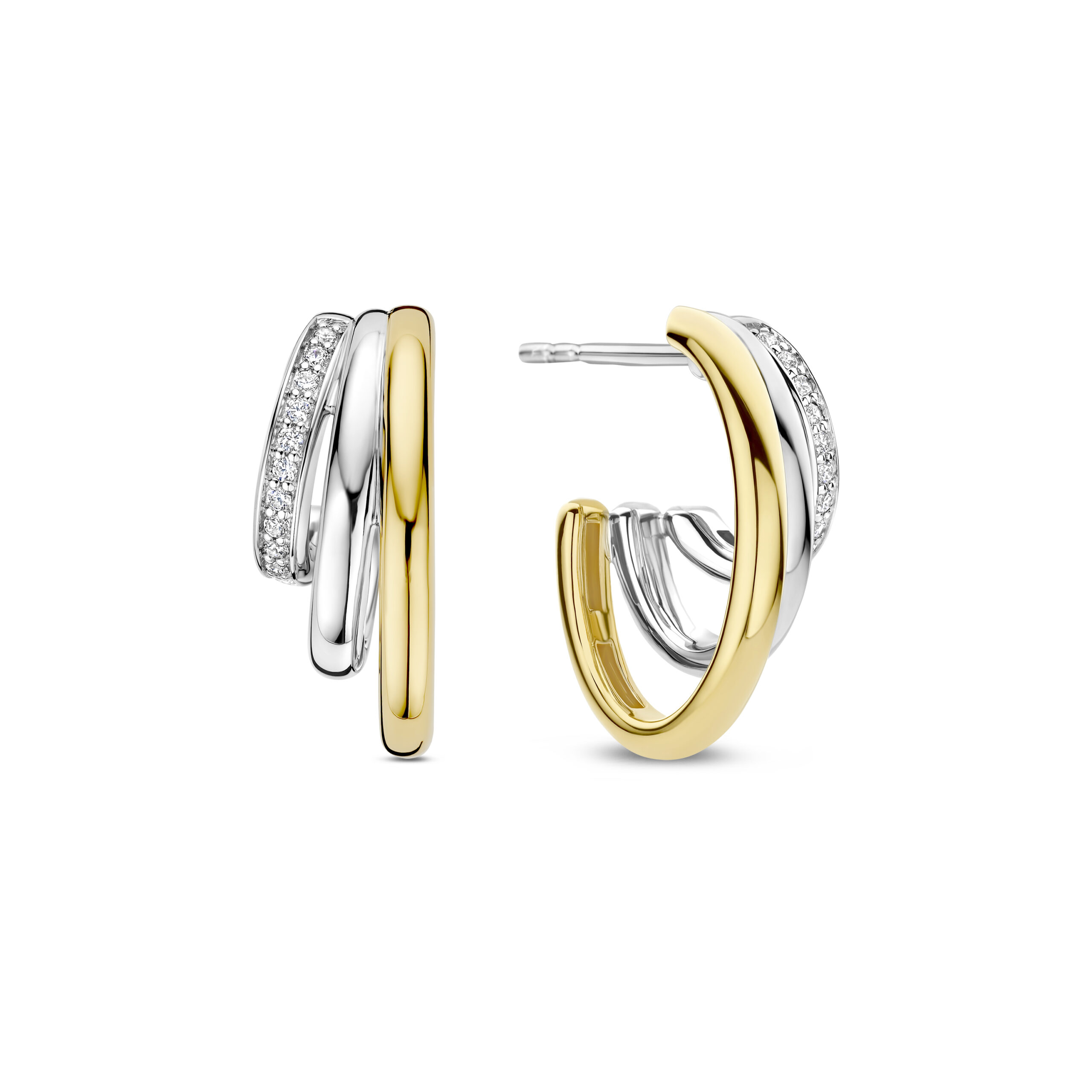 Tisento oorknoppen goud op zilver zirkonia