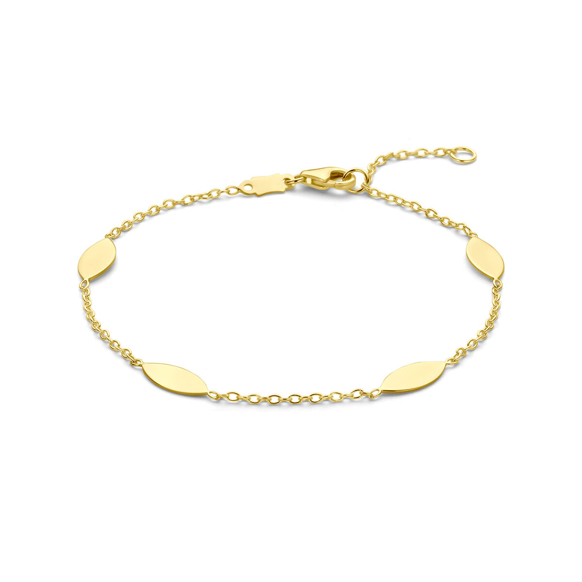 Geelgouden armband ovale plaatjes 16-18cm