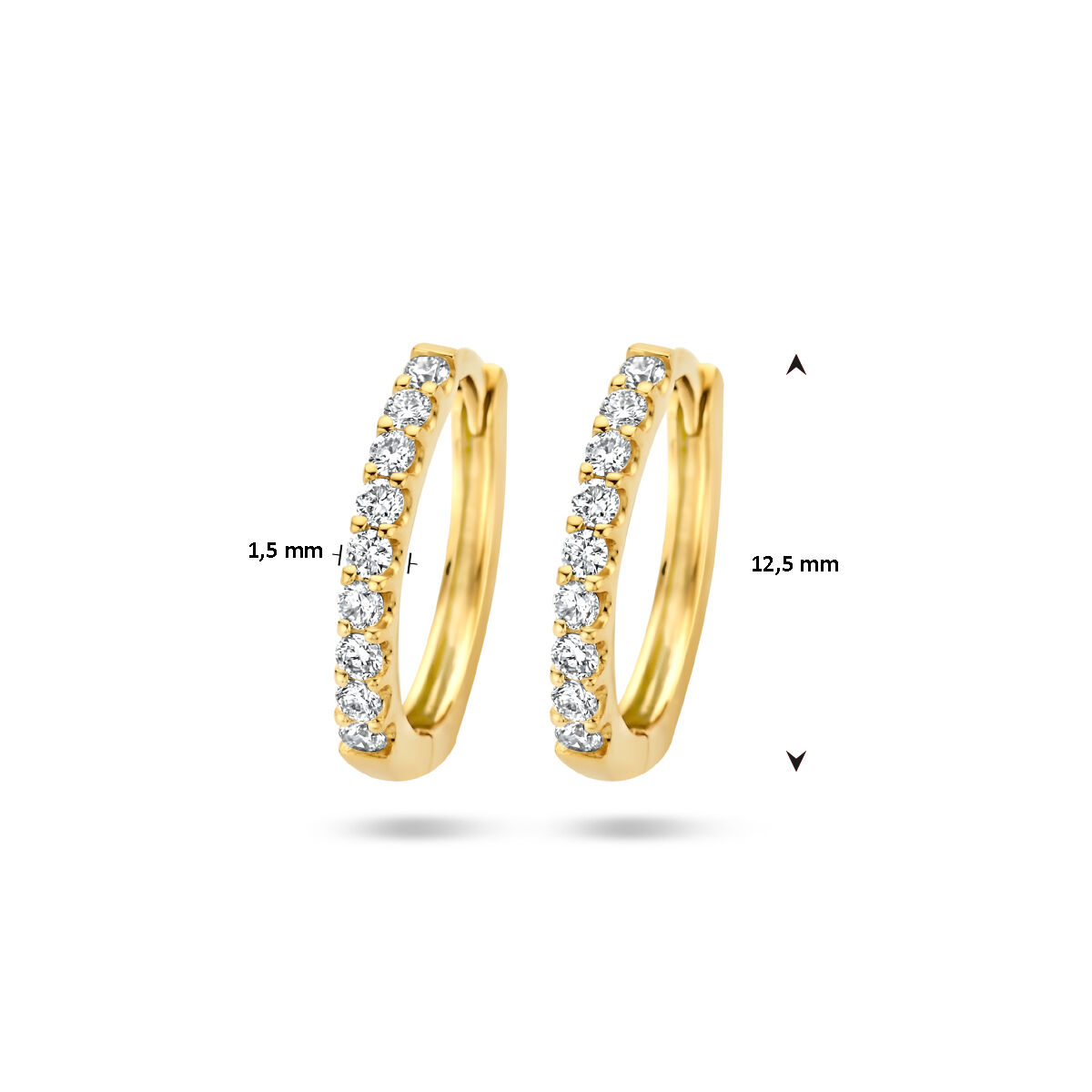 Geelgouden oorringen met diamant 0,20 G SI 12,5mm - Afbeelding 3