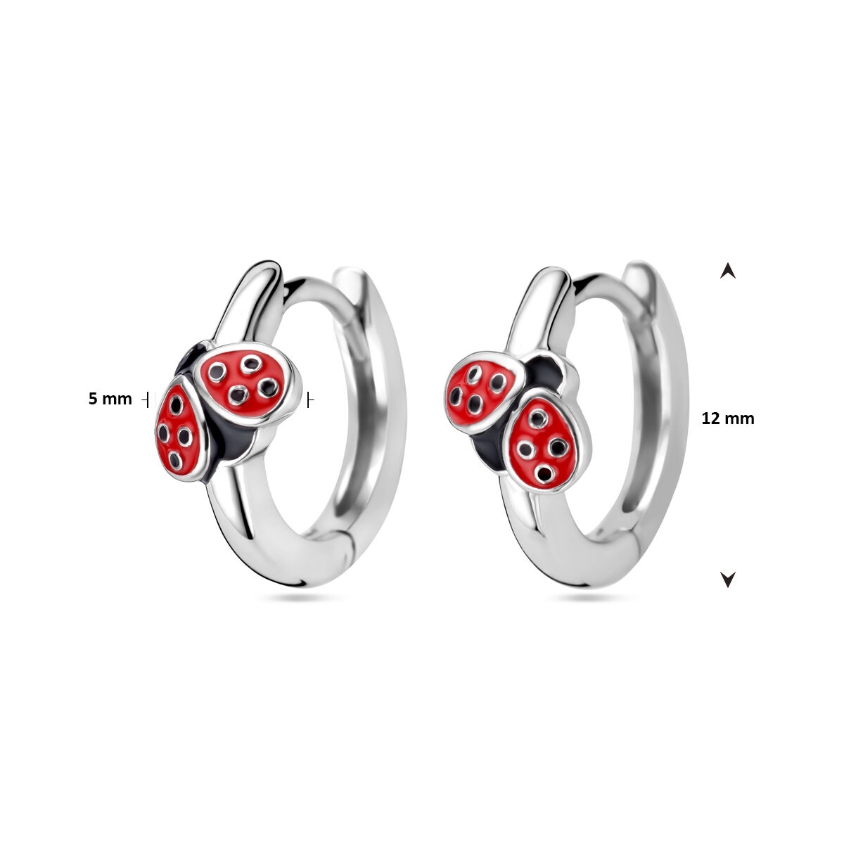 zilver oorring lieveheersbeestje emaille - Afbeelding 4