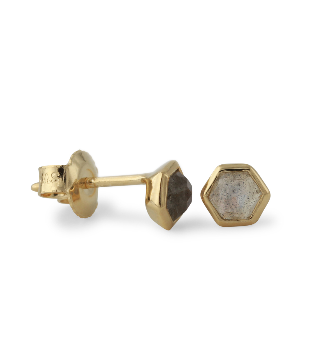 Campur goud op zilver oorknoppen Labradoriet