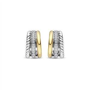 Tisento goud op zilveren oorringen bicolor zirkonia