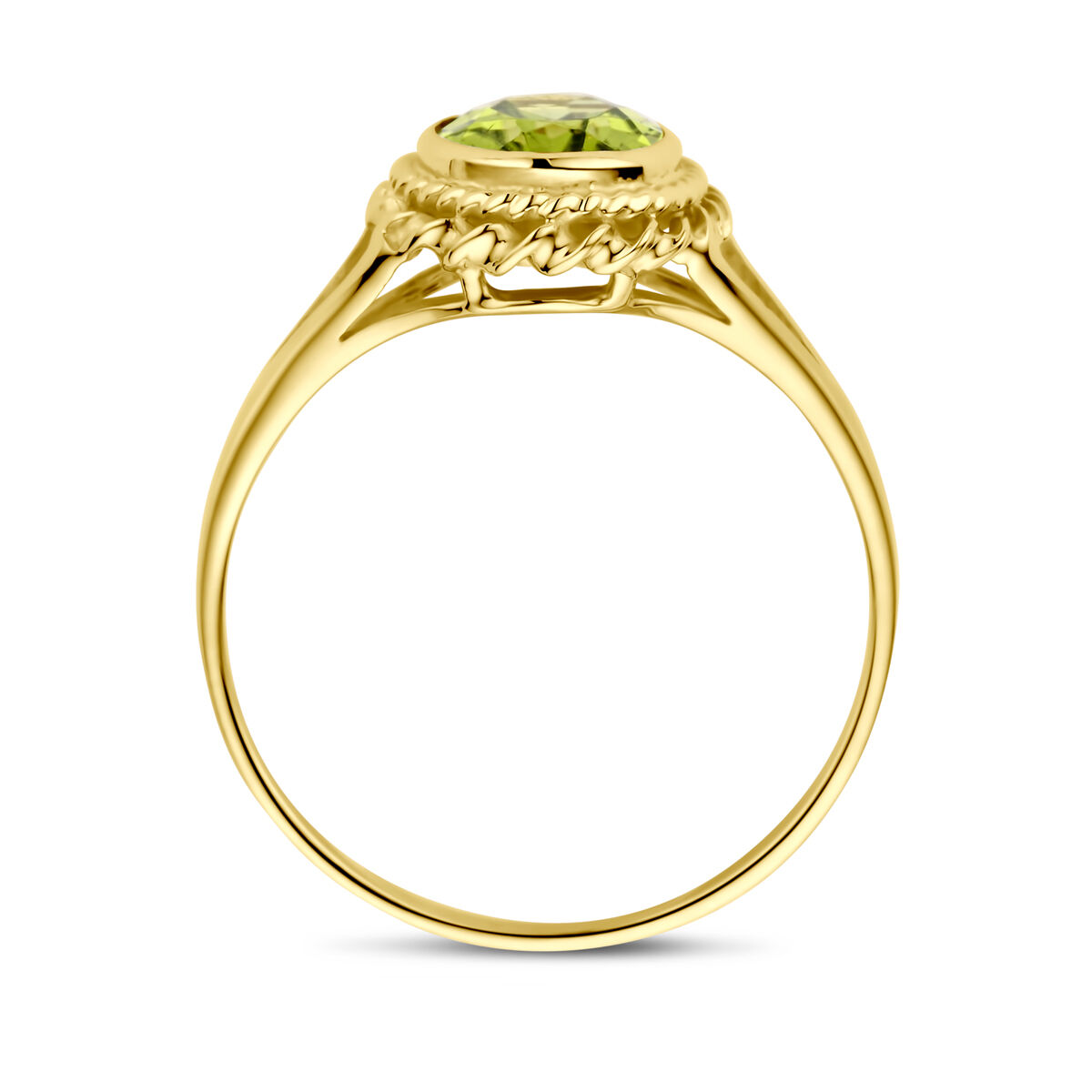 Geelgouden ring met peridot maat 17,25 - Afbeelding 4