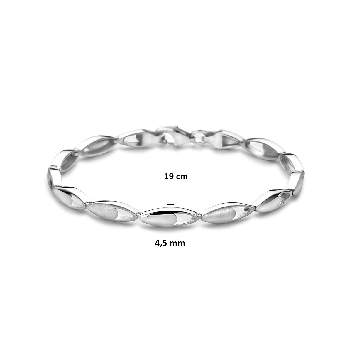 Zilveren armband fantasie poly/mat 19cm - Afbeelding 3