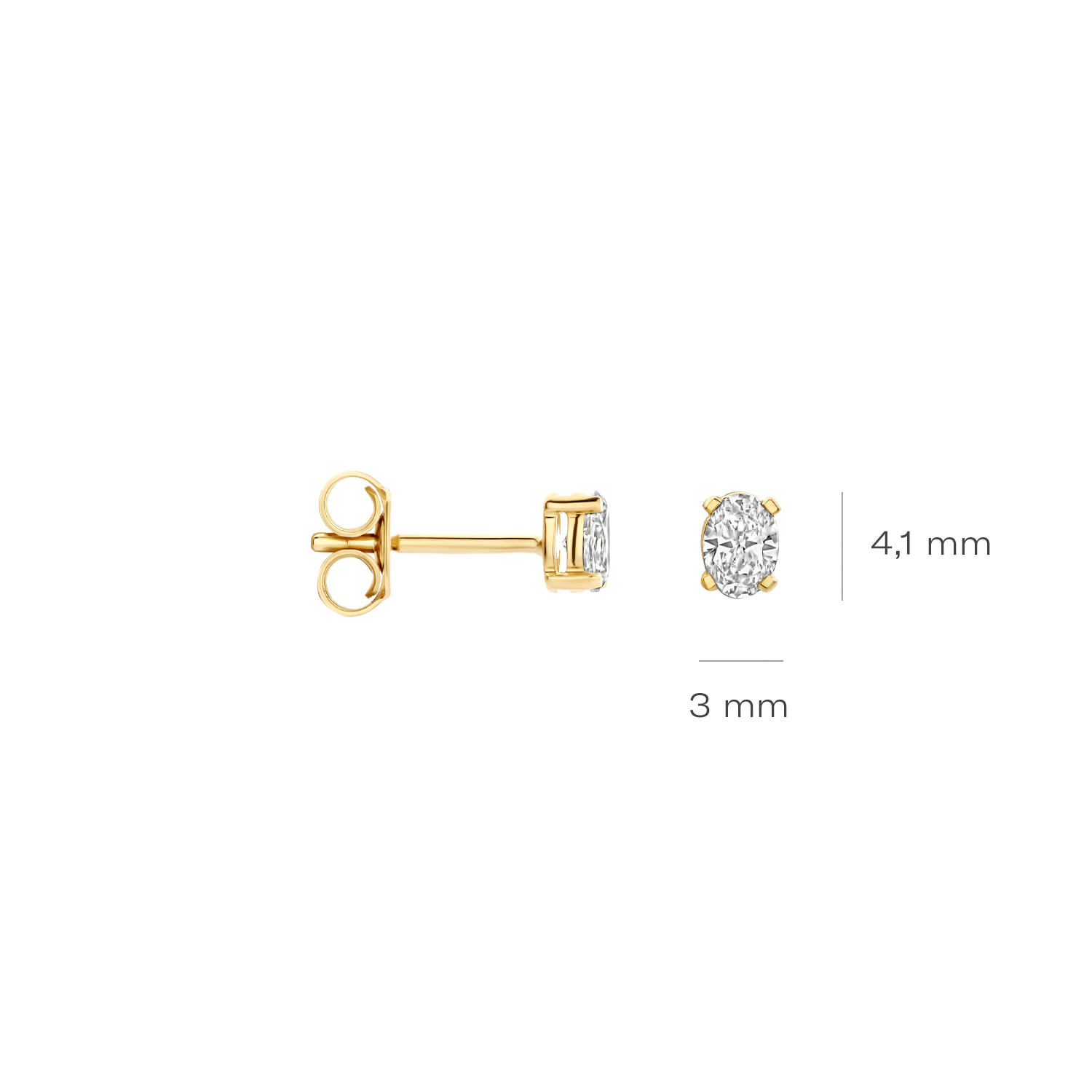 Blush Geelgouden oorknoppen ovaale LAB diamant 2x0.15 TW/VS - Afbeelding 3
