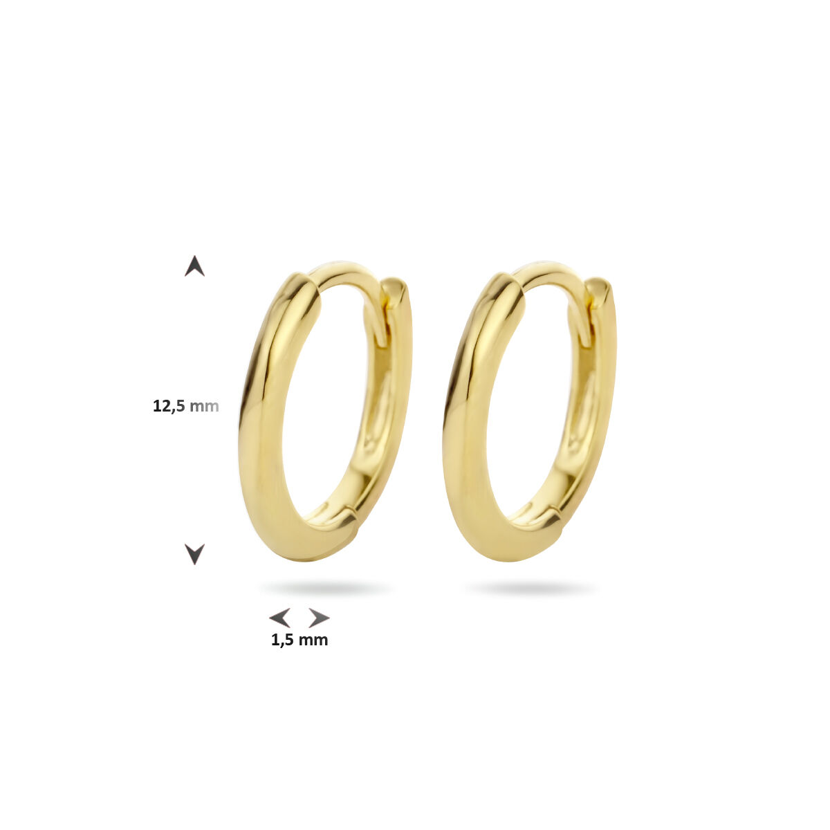 Goud op zilver klapoorring 12,5mm x 1,5mm - Afbeelding 3