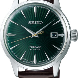 Seiko herenhorloge groen Presage leren band