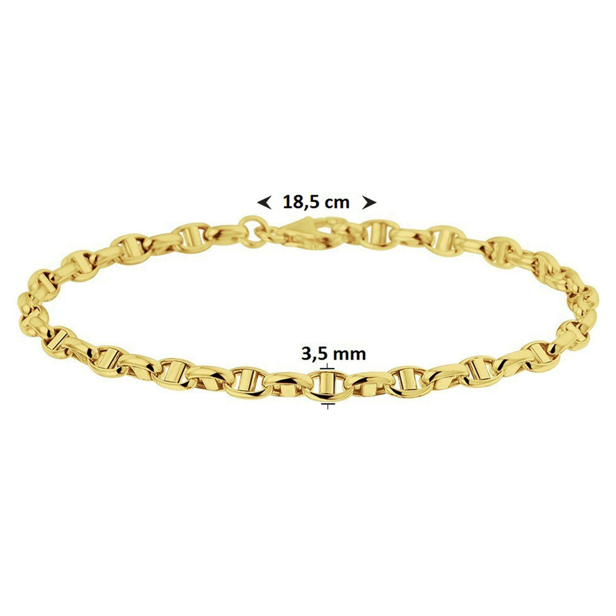 gouden armband jasseron ovaal 18,5 cm - Afbeelding 2