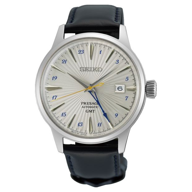 Seiko herenhorloge wit Presage leren band