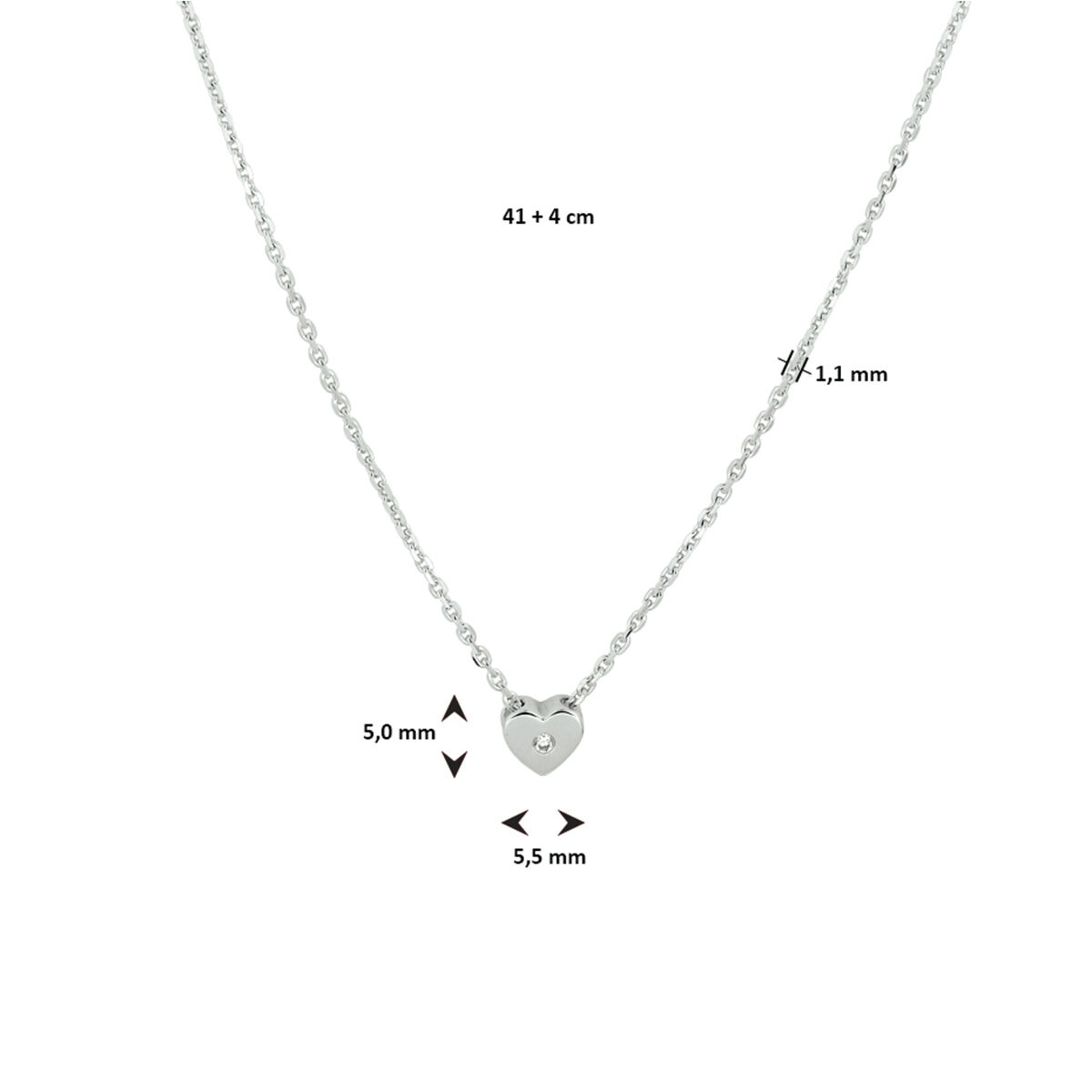 Zilveren collier anker zirkonia hart 41-45 cm - Afbeelding 2