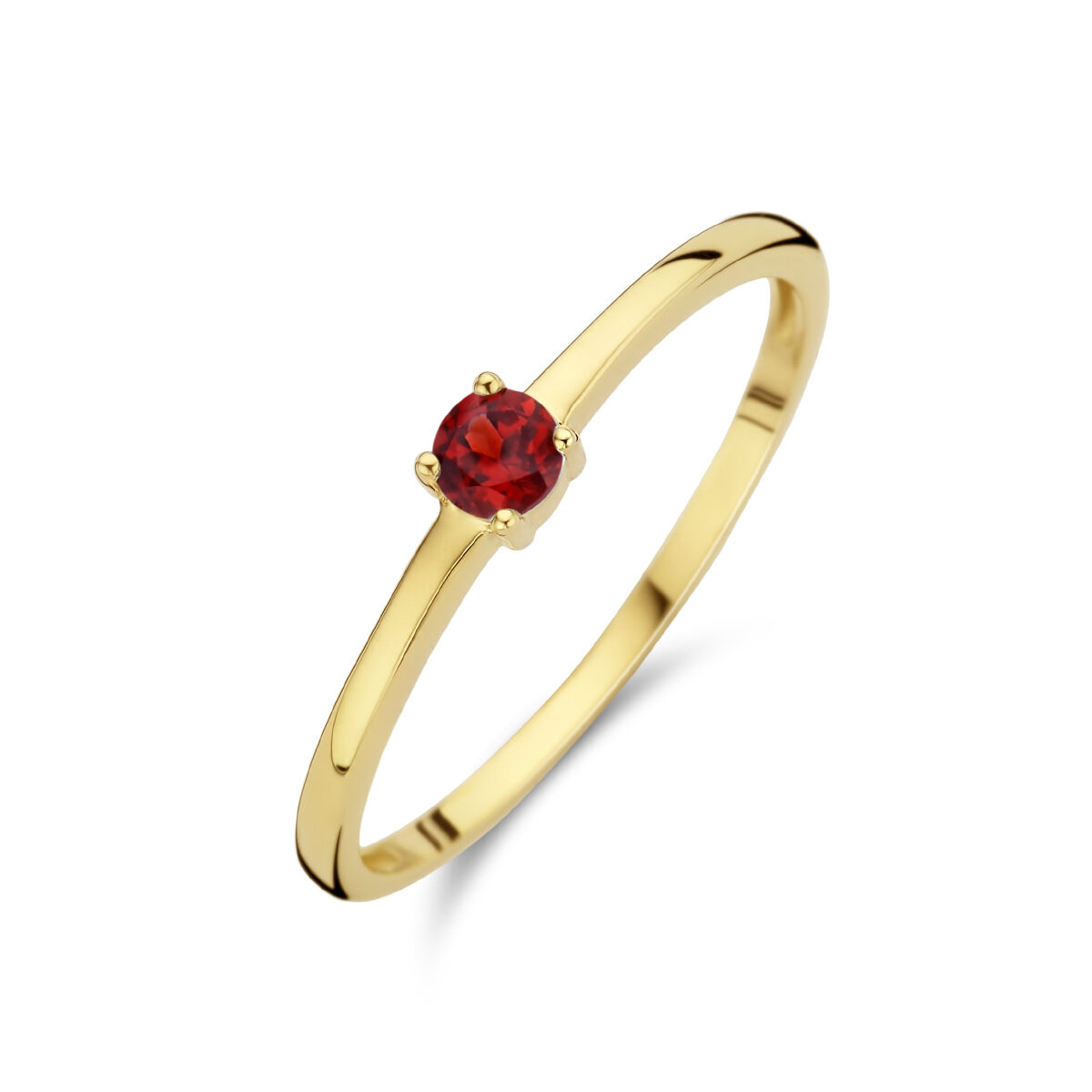 Geelgoud ring Januari Granaat 0,12ct maat 16,5