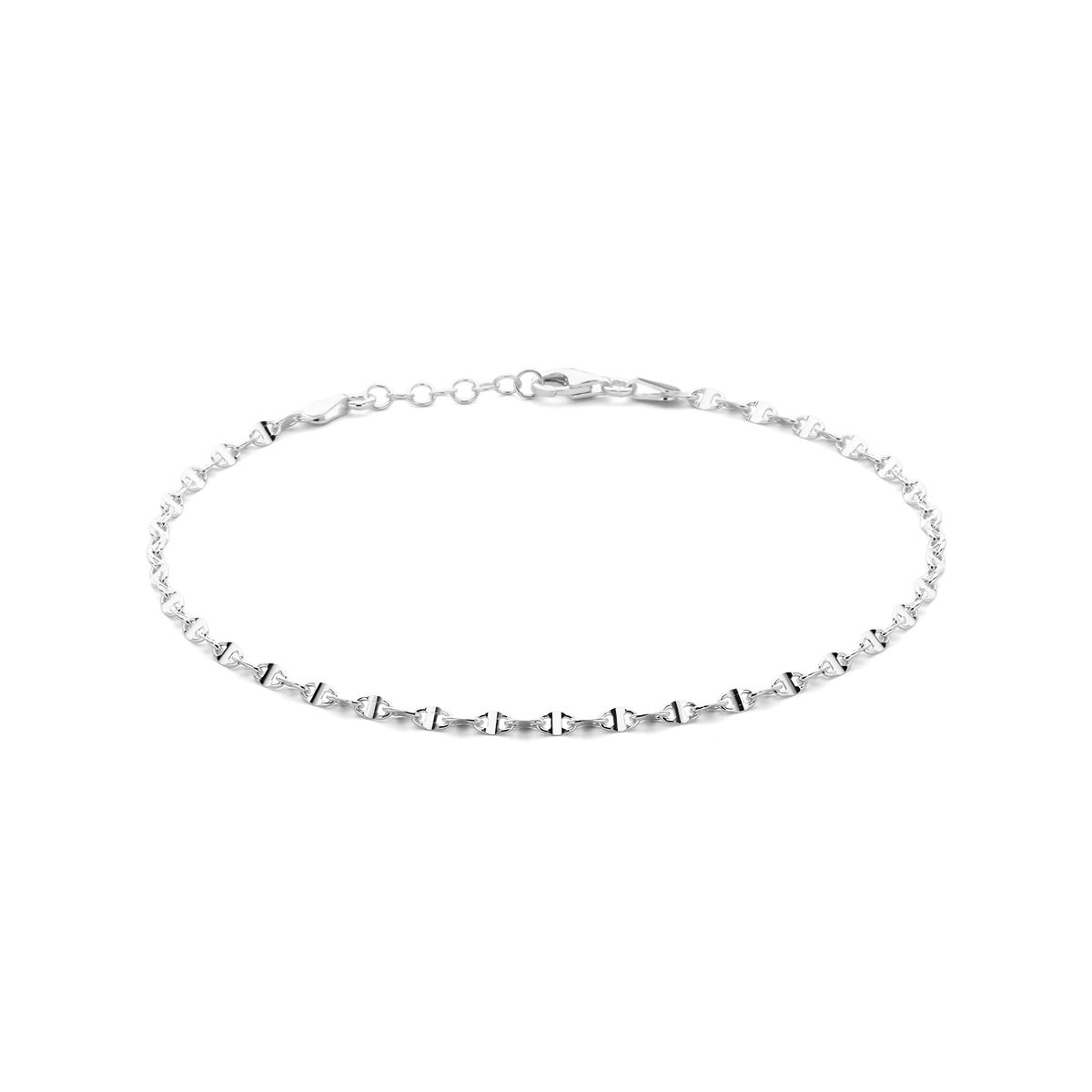 Zilver enkelband koffieboon 24 cm