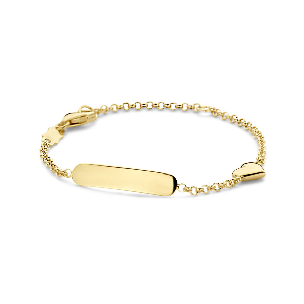 geelgouden graveerarmband hart 9-11 cm