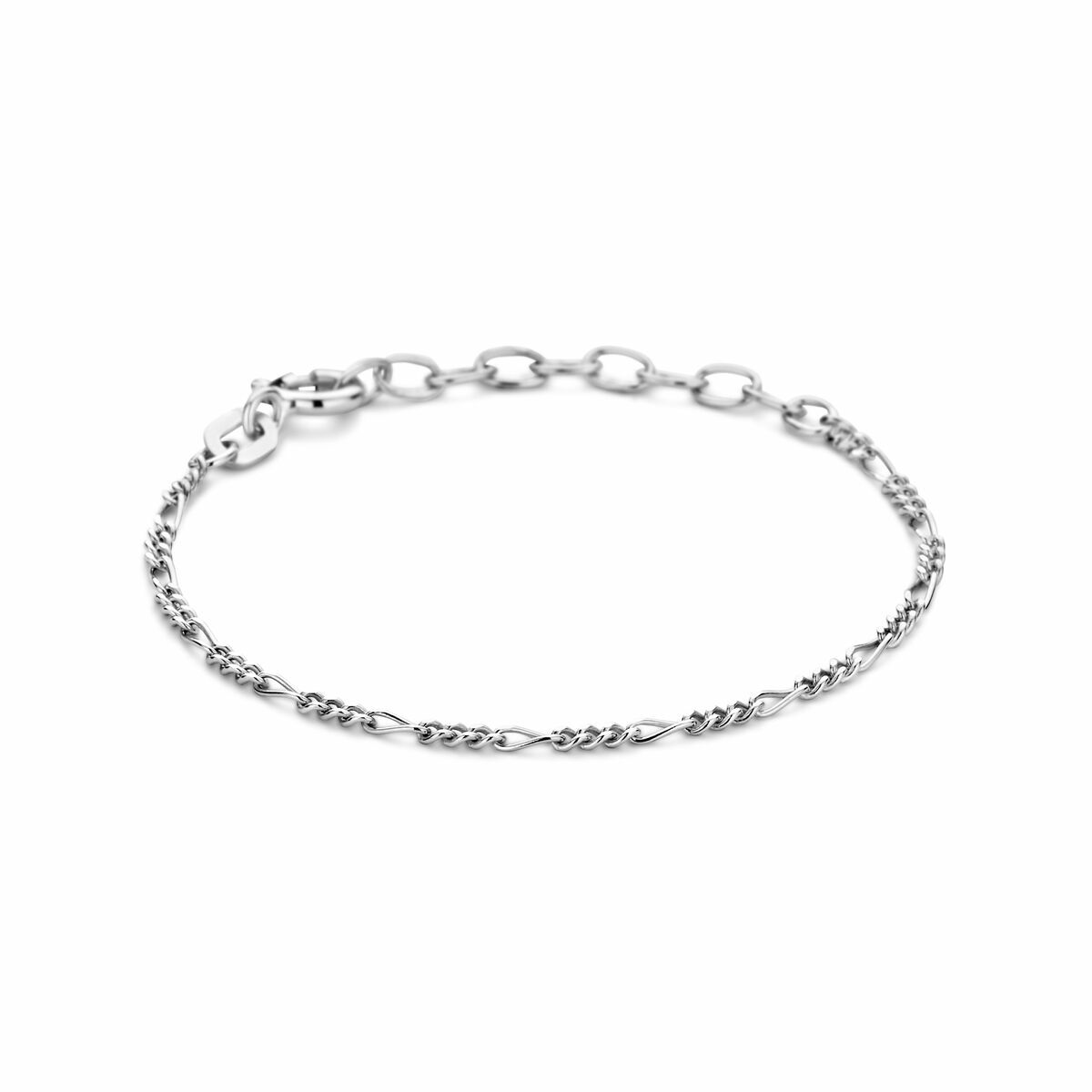 Zilveren figaro armband 13+3cm