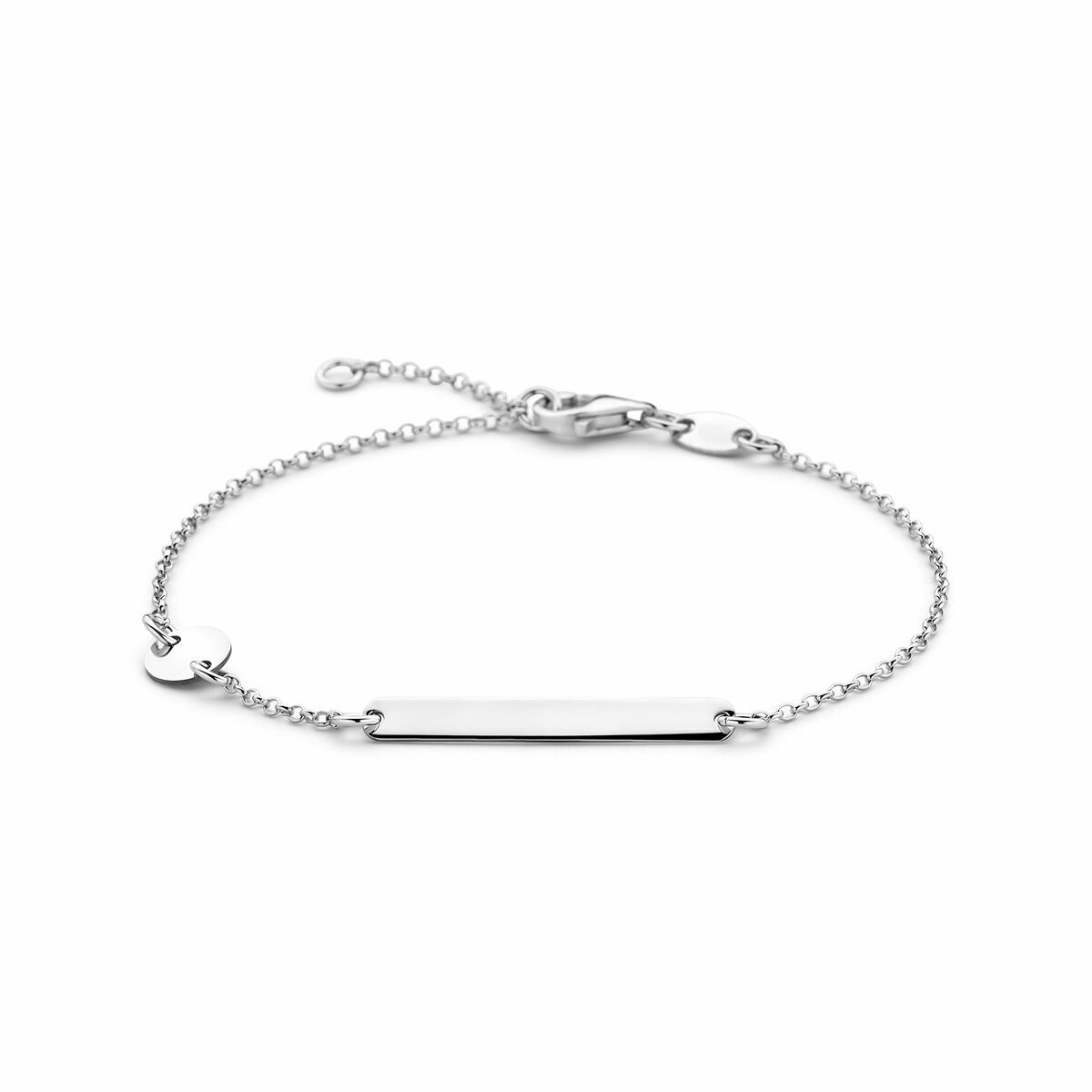 Zilveren graveerarmband plaat cirkel 3,5 mm 14 - 16 cm