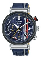 Pulsar chrono Solar staal World Rally Team blauw