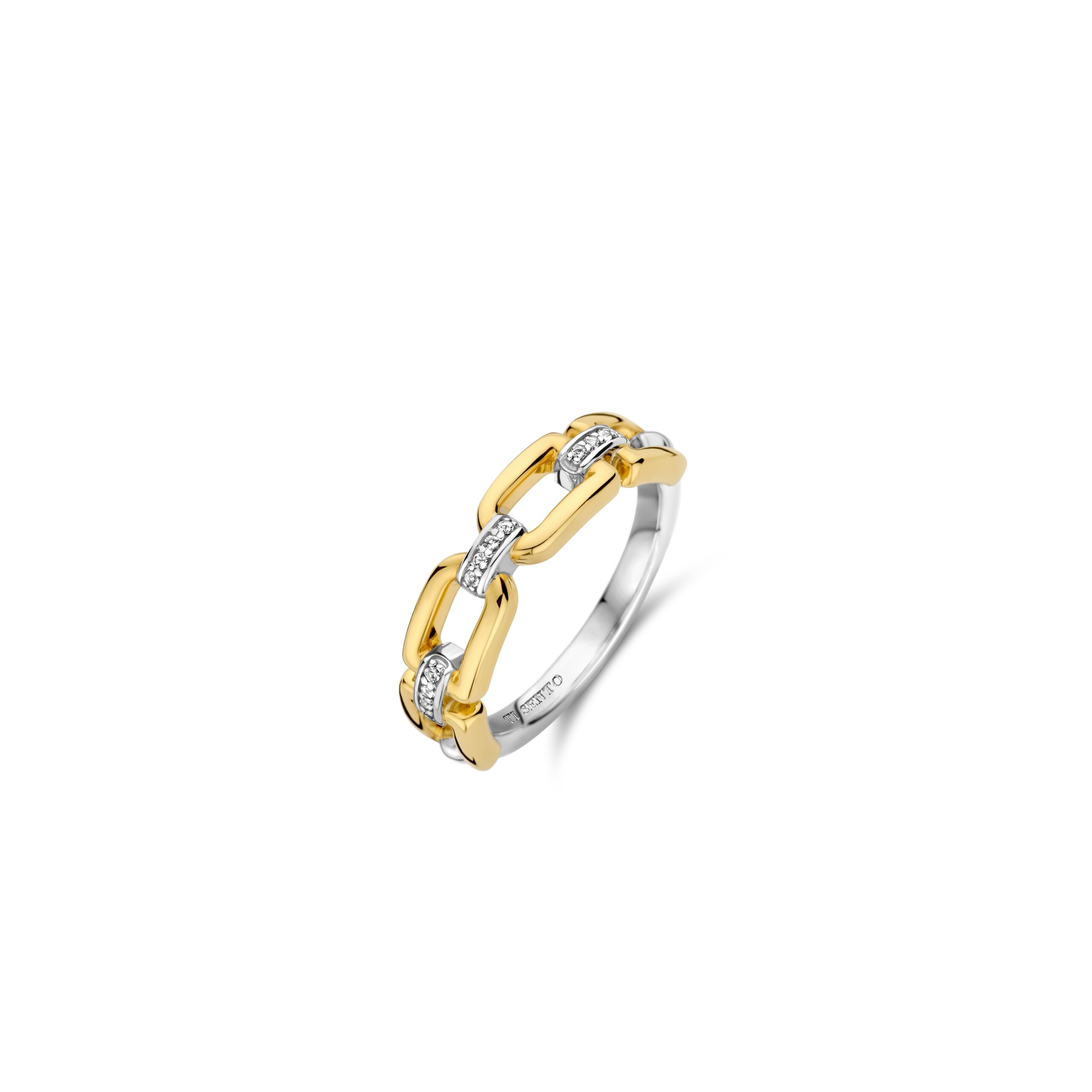 Tisento ring zirkonia goud op zilver maat 54