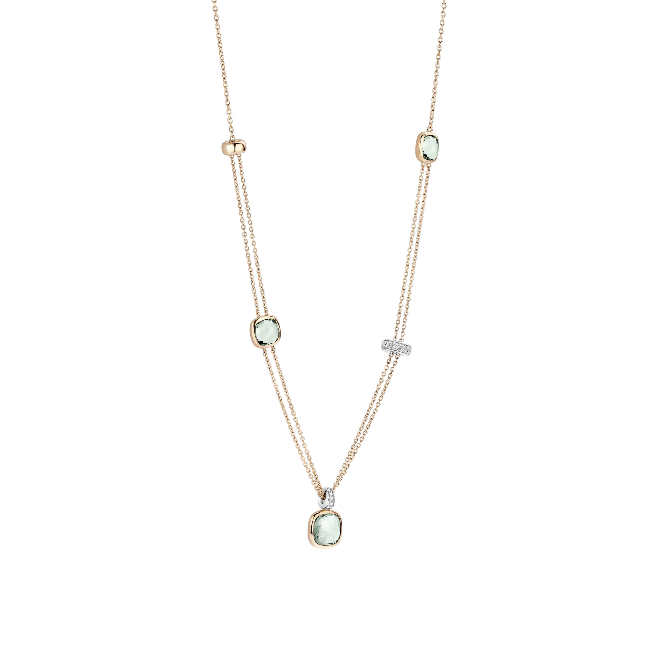 Tisento collier roségoud op zilver lichtgroen 50cm - Afbeelding 2