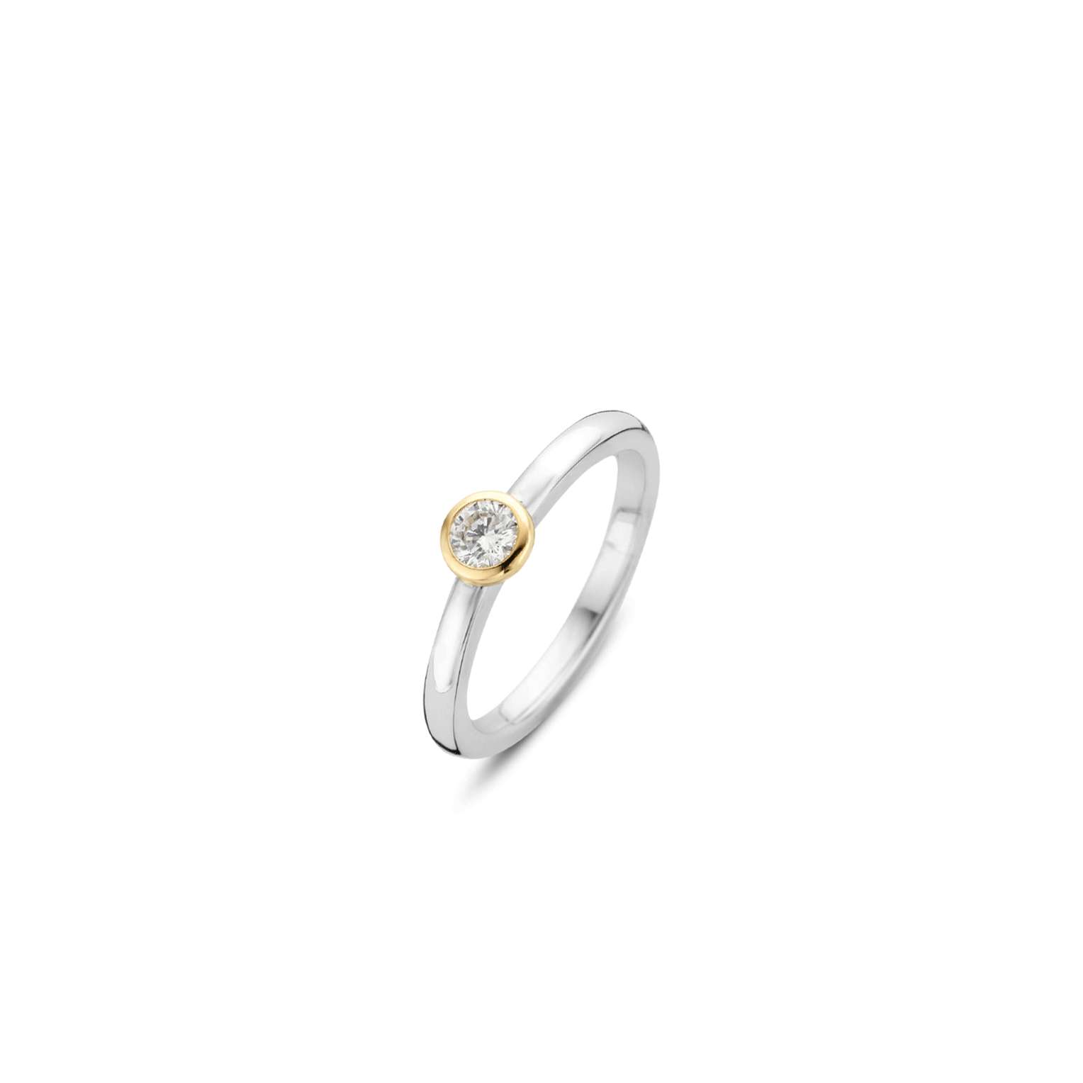 Tisento zilver verguld ring zirkonia maat 54