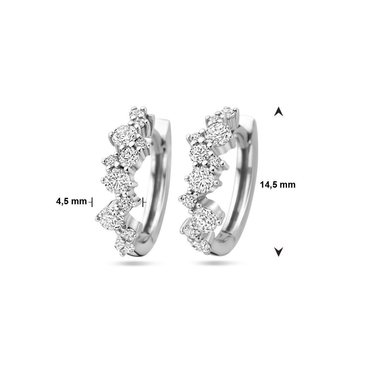 zilveren klapoorringen zirkonia 14.5x4.5mm - Afbeelding 3