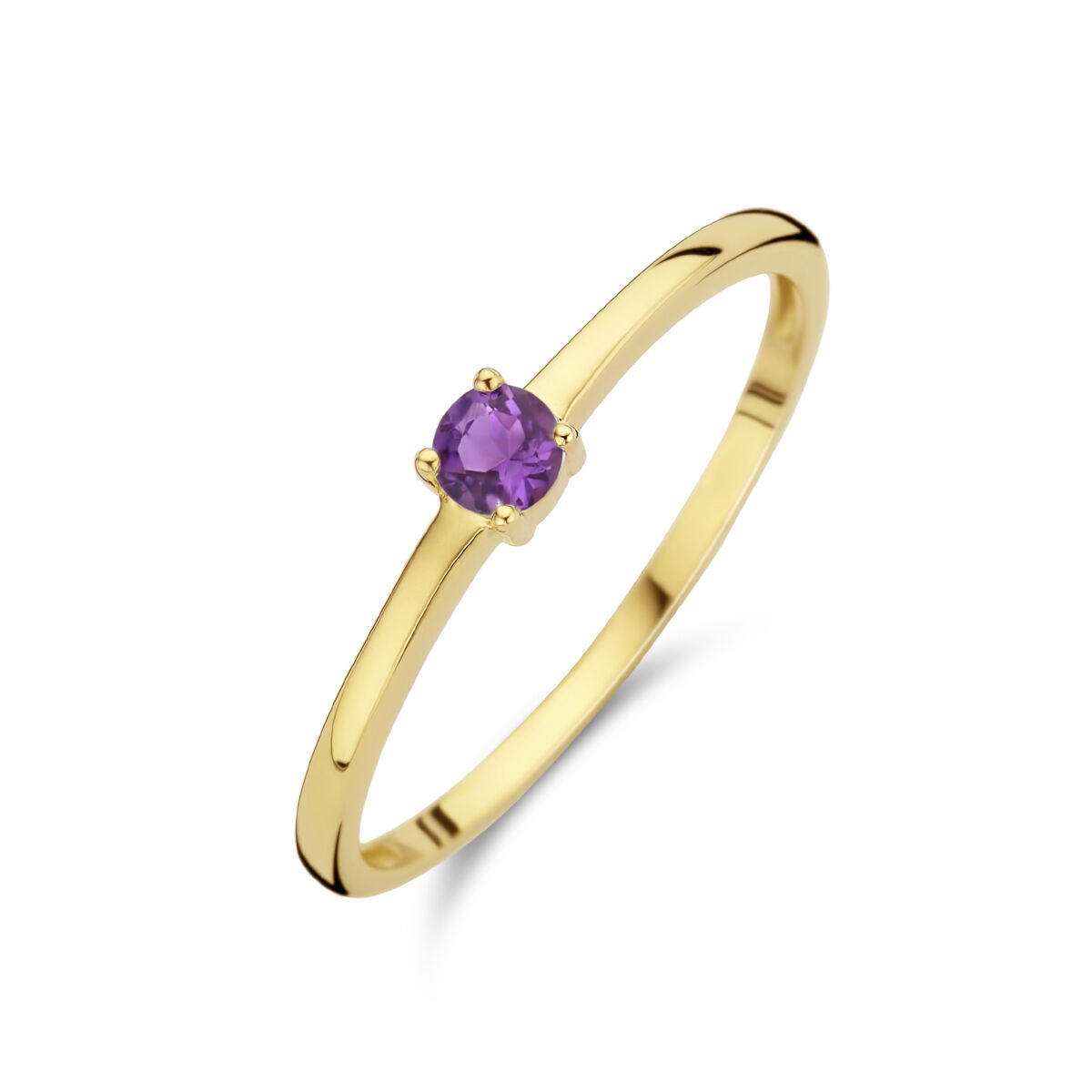 Ring geelgoud amethist 0.12ct juni maat 17