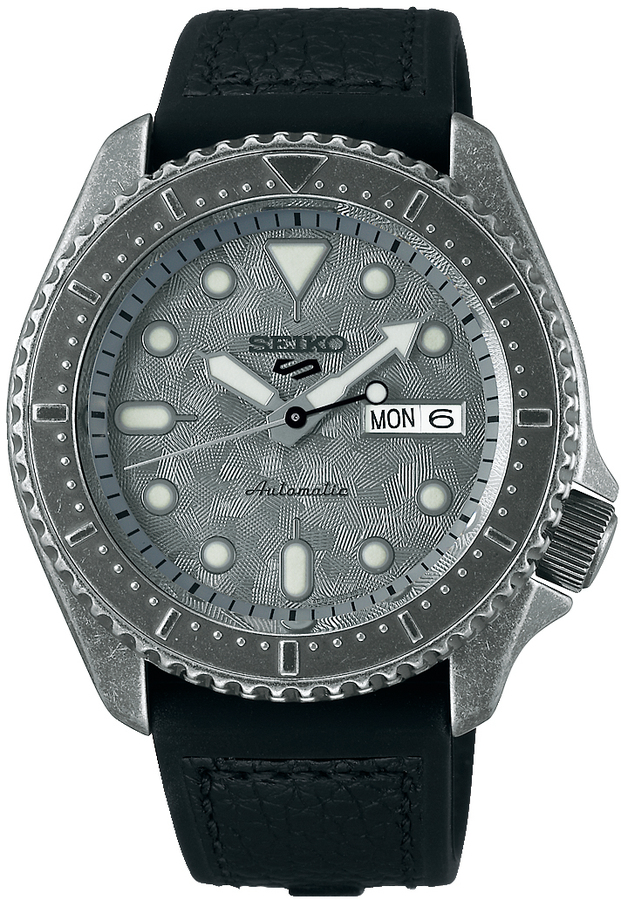 Seiko 5 automaat staal rubber band