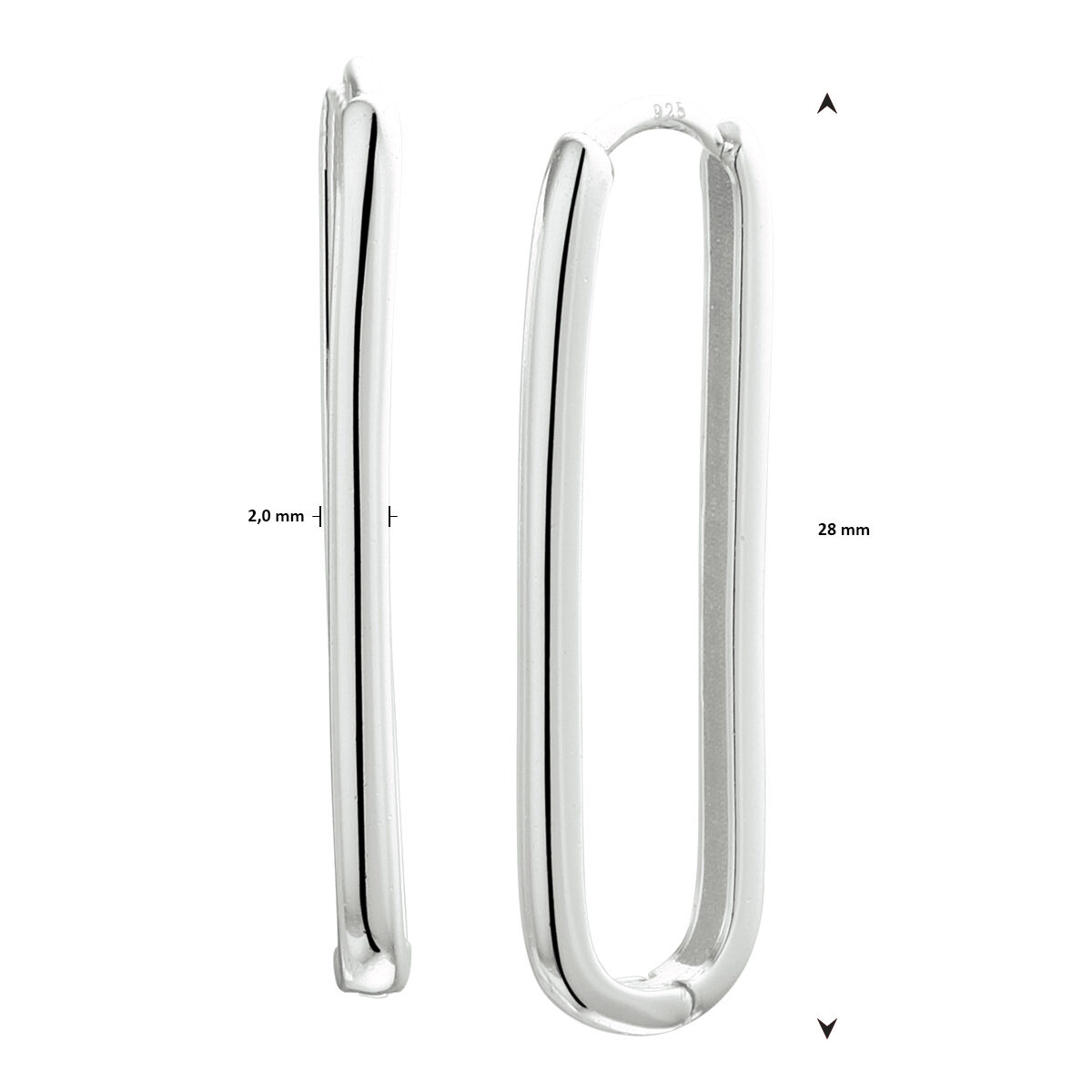Zilveren oorringen paperclip 28mm - Afbeelding 3