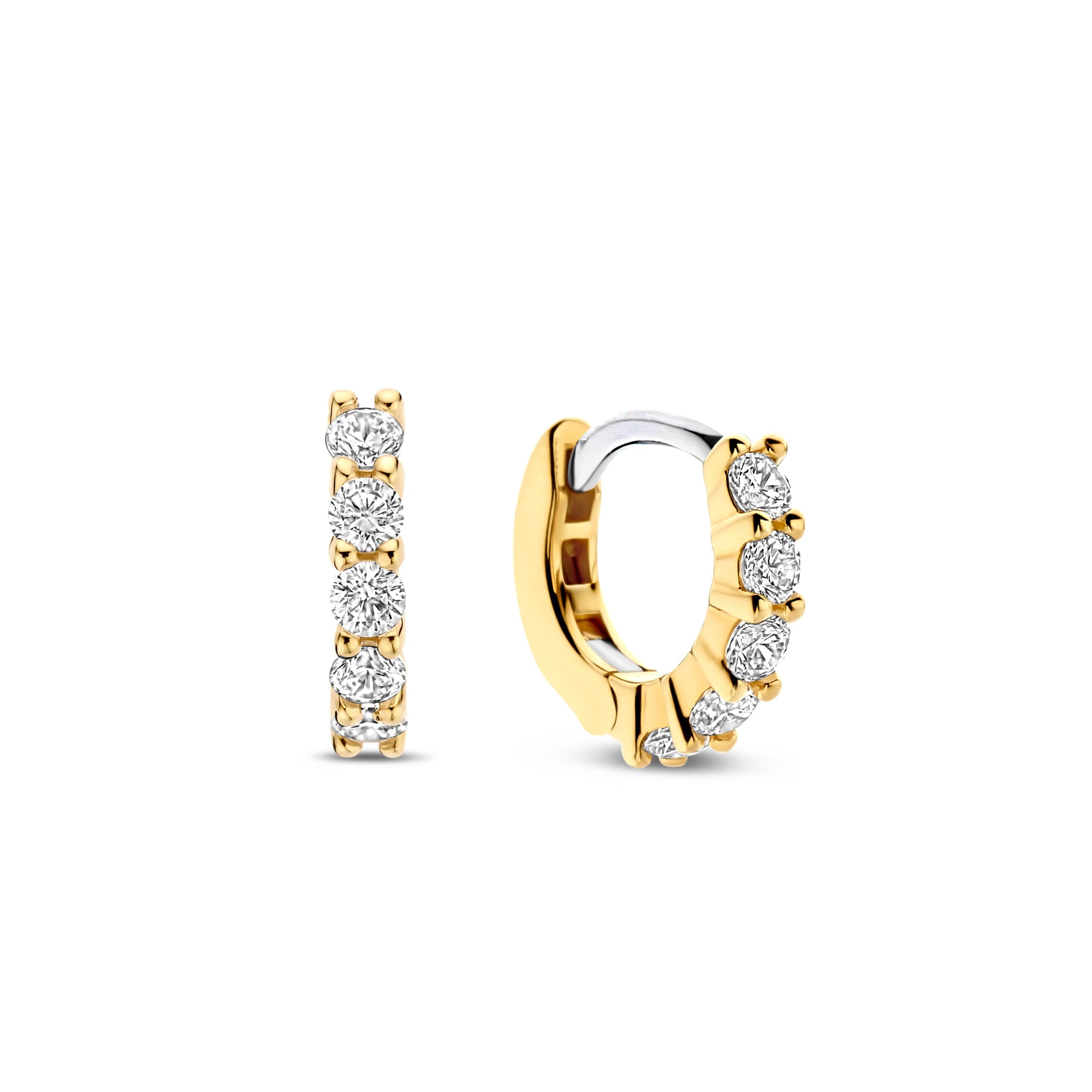 7955ZY Tisento oorringen zirkonia goud op zilver