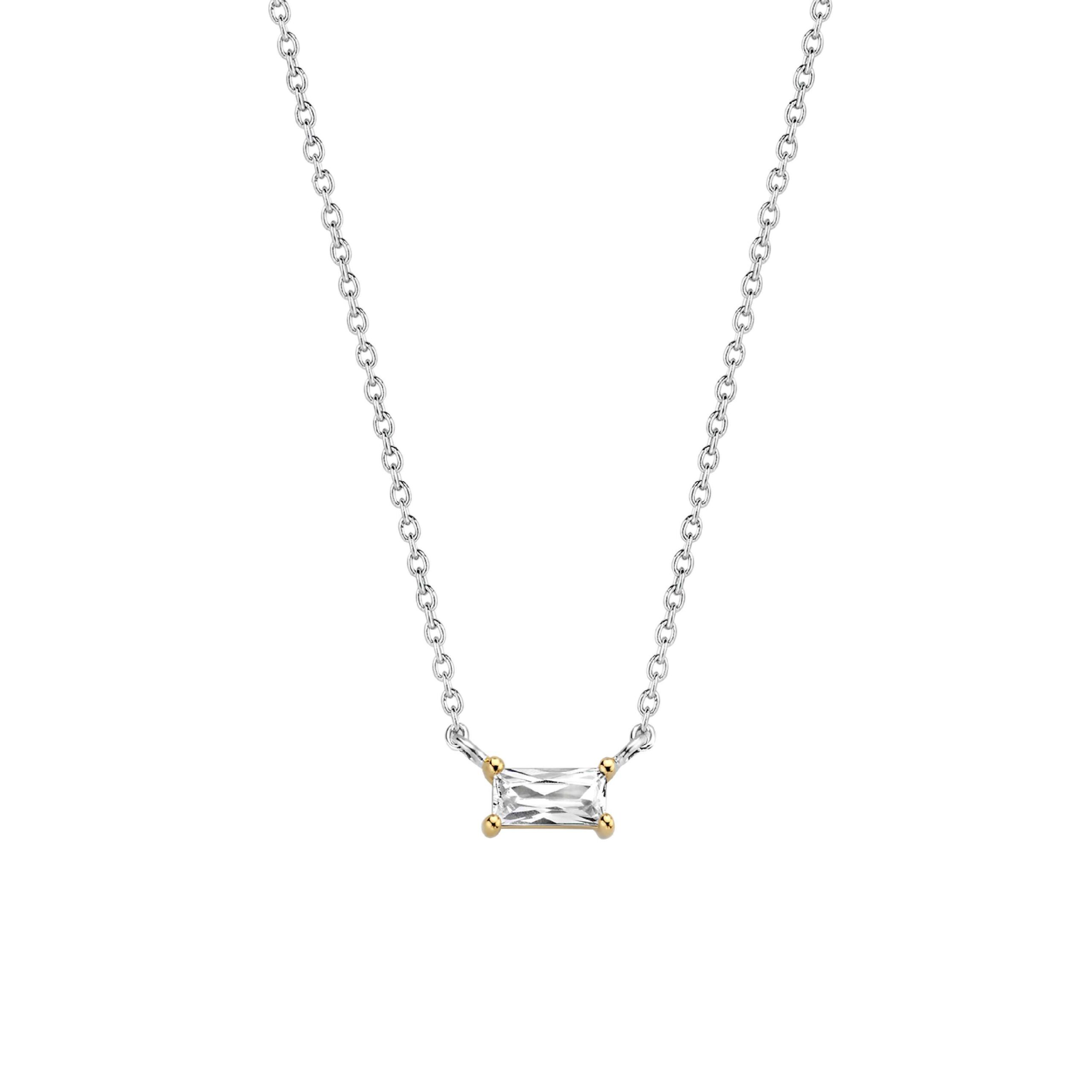 3977ZY Tisento zilver-verguld collier met hanger zirkonia