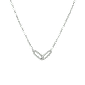 Zilveren collier twee schakels hanger 41cm
