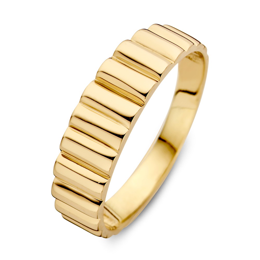 Excellent Geelgouden Ring Ribbelpatroon maat 56