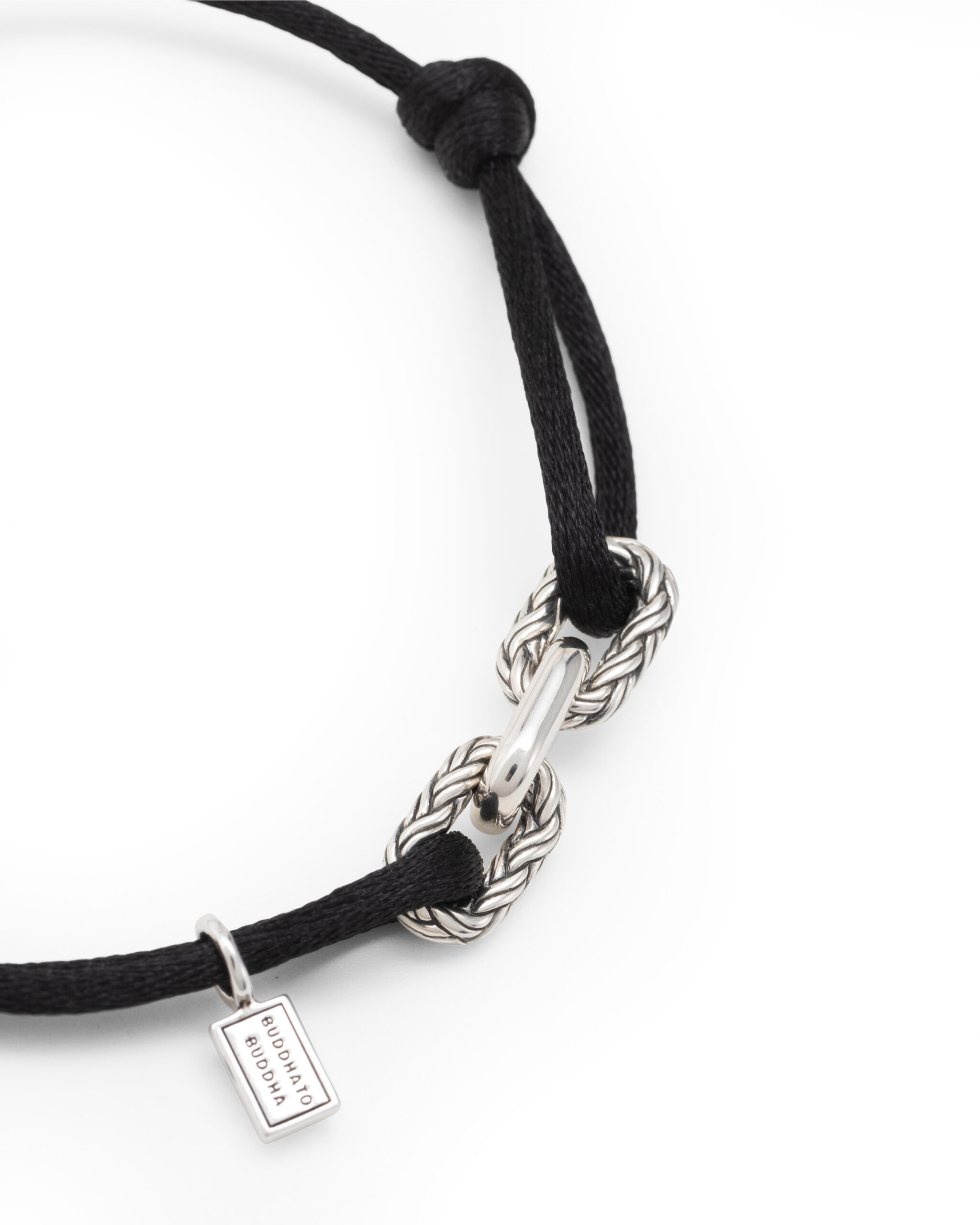 133BL M-Katja Cord Bracelet Silver Black - Afbeelding 2