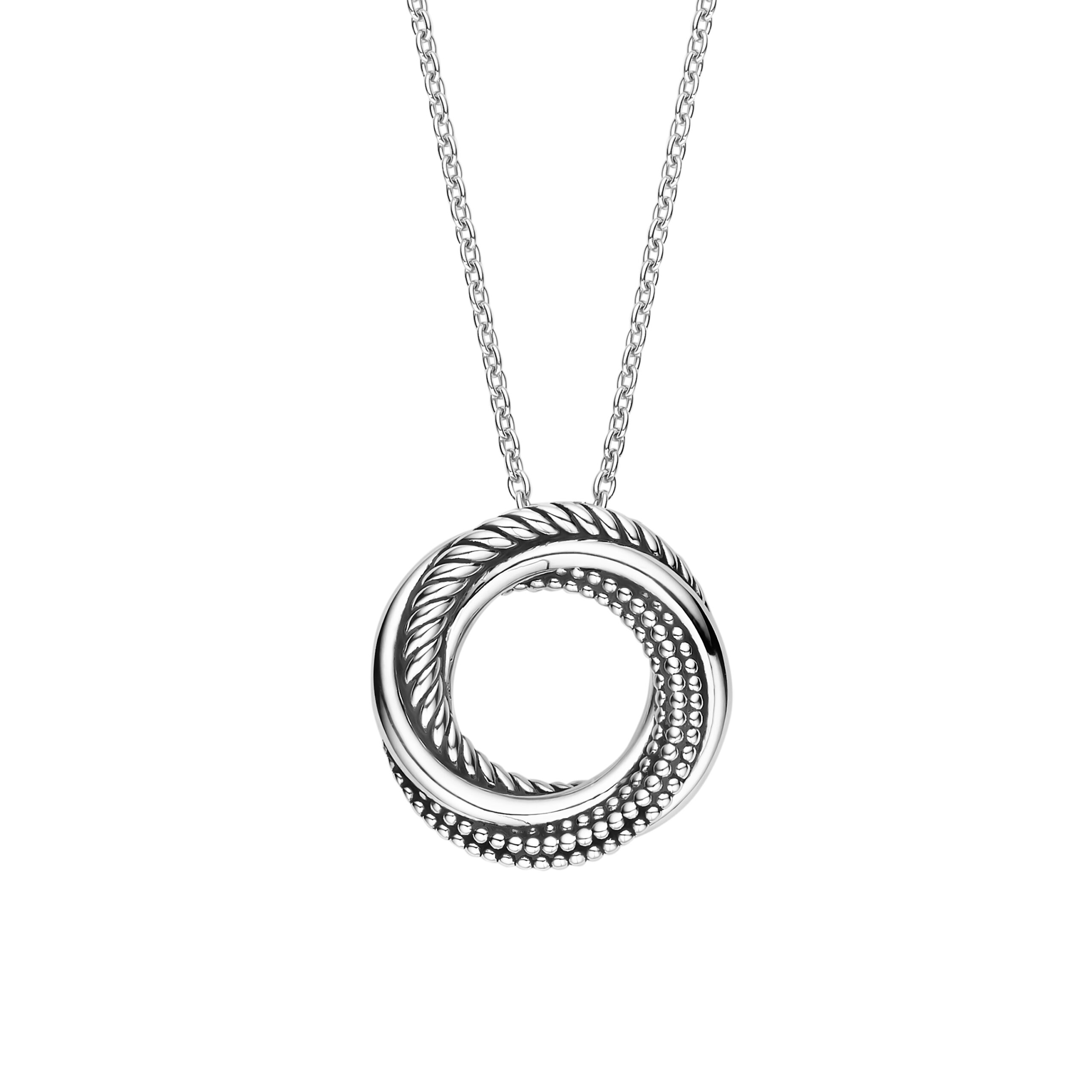 Tisento zilver collier met ronde hanger