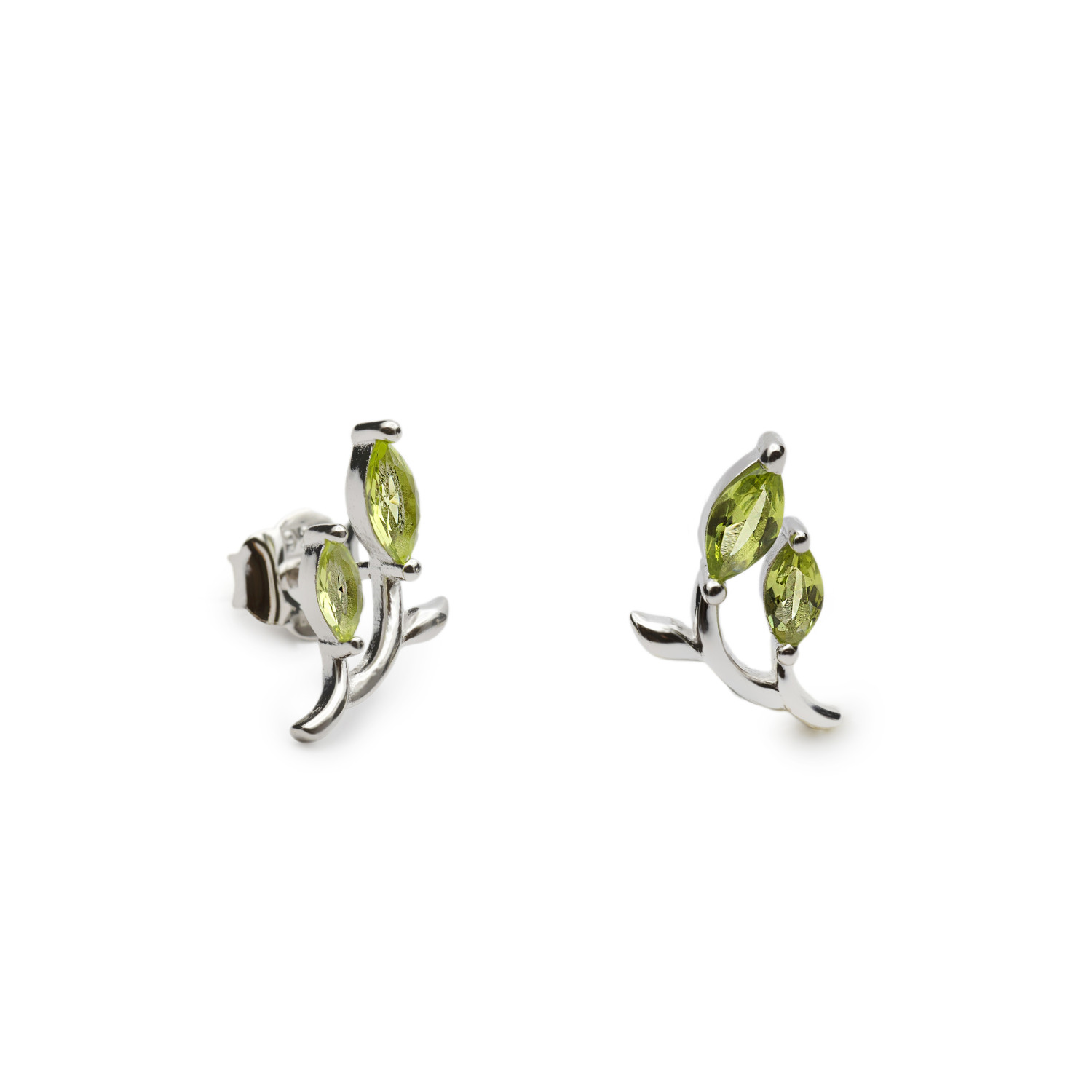 Lineargent zilver oorknoppen groen zirkonia