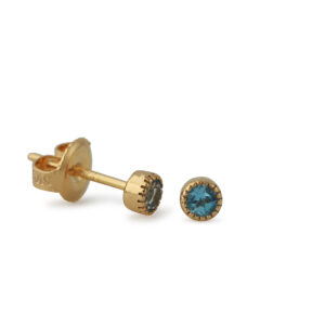Campur goud op zilver oorknoppen blauw topaas