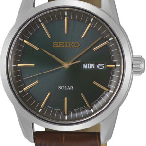 Seiko herenhorloge solar leren band