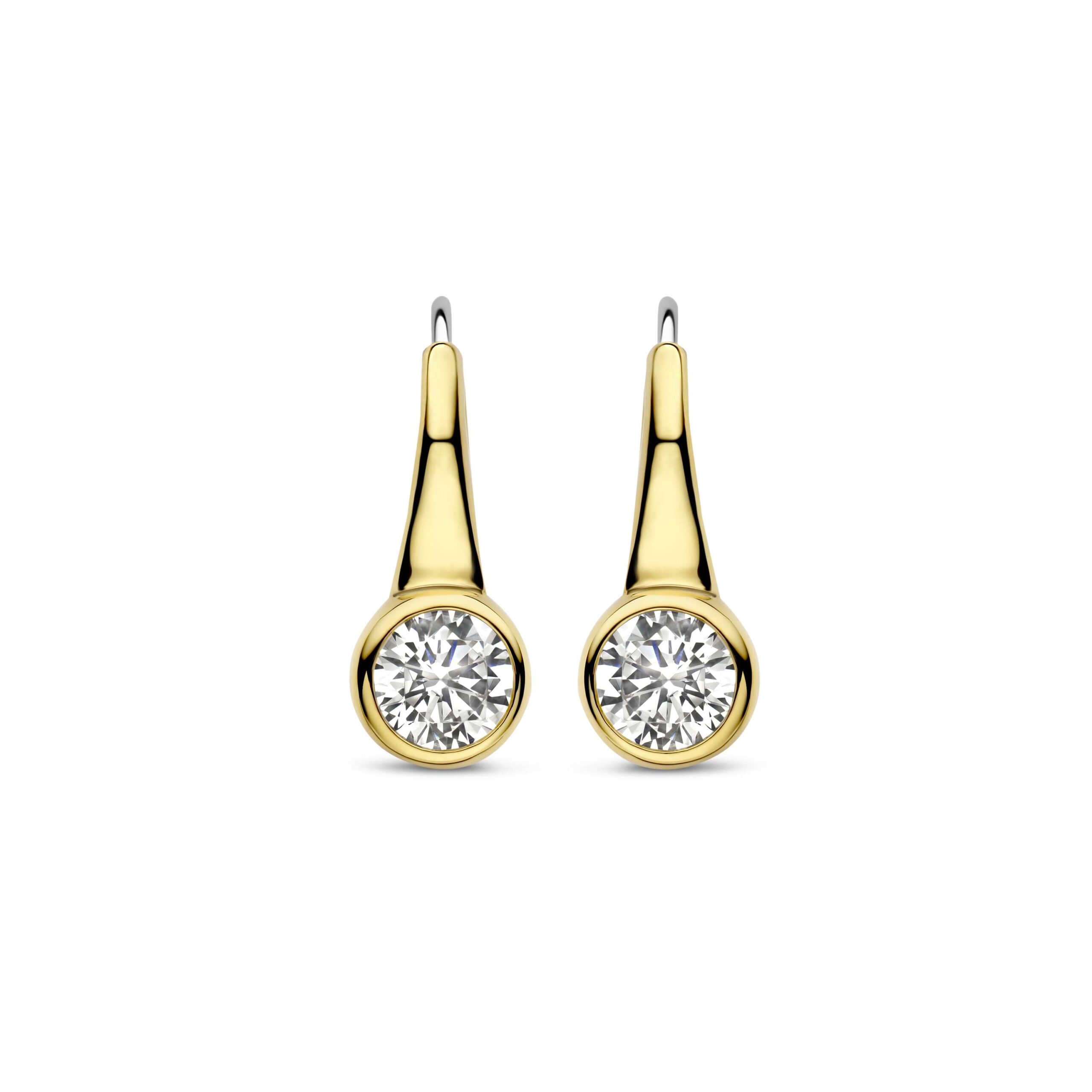 Tisento goud op zilver oorhangers zirkonia - Afbeelding 2