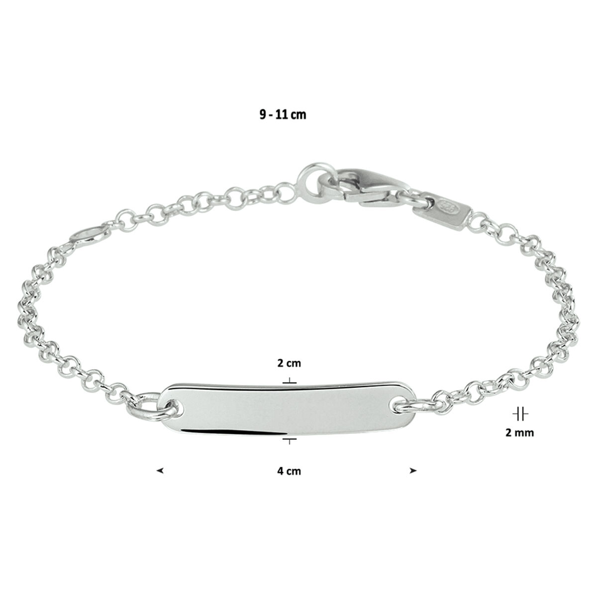 zilver plaatarmband jasseron kind 9-11 cm - Afbeelding 2