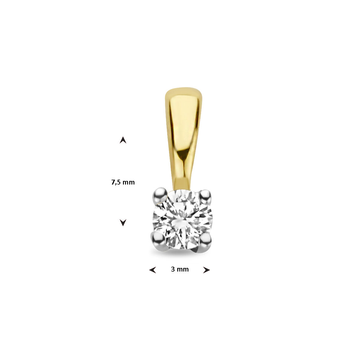 42.08893 KA gouden solitair hanger 0,10ct H-SI - Afbeelding 4