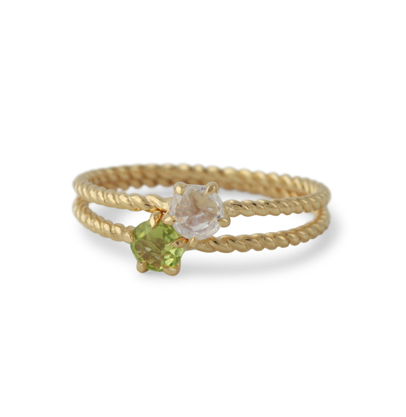 Campur goud op zilver ring peridot maat 52 - Afbeelding 3