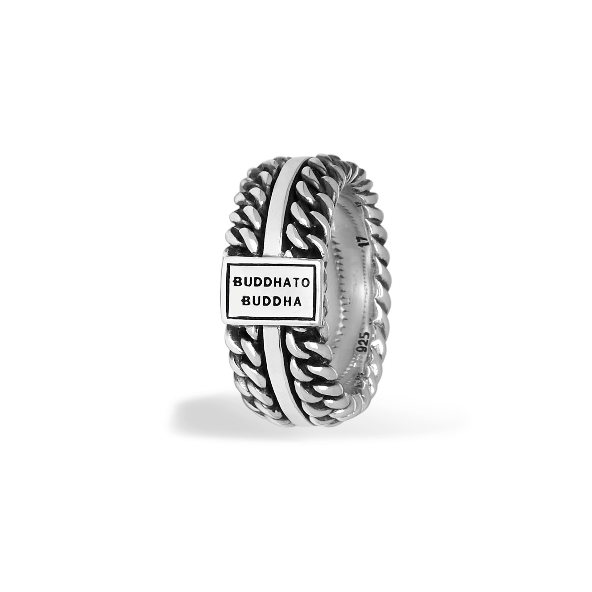 Buddha to Buddha Chain texture ring Zilver maat 18 - Afbeelding 2