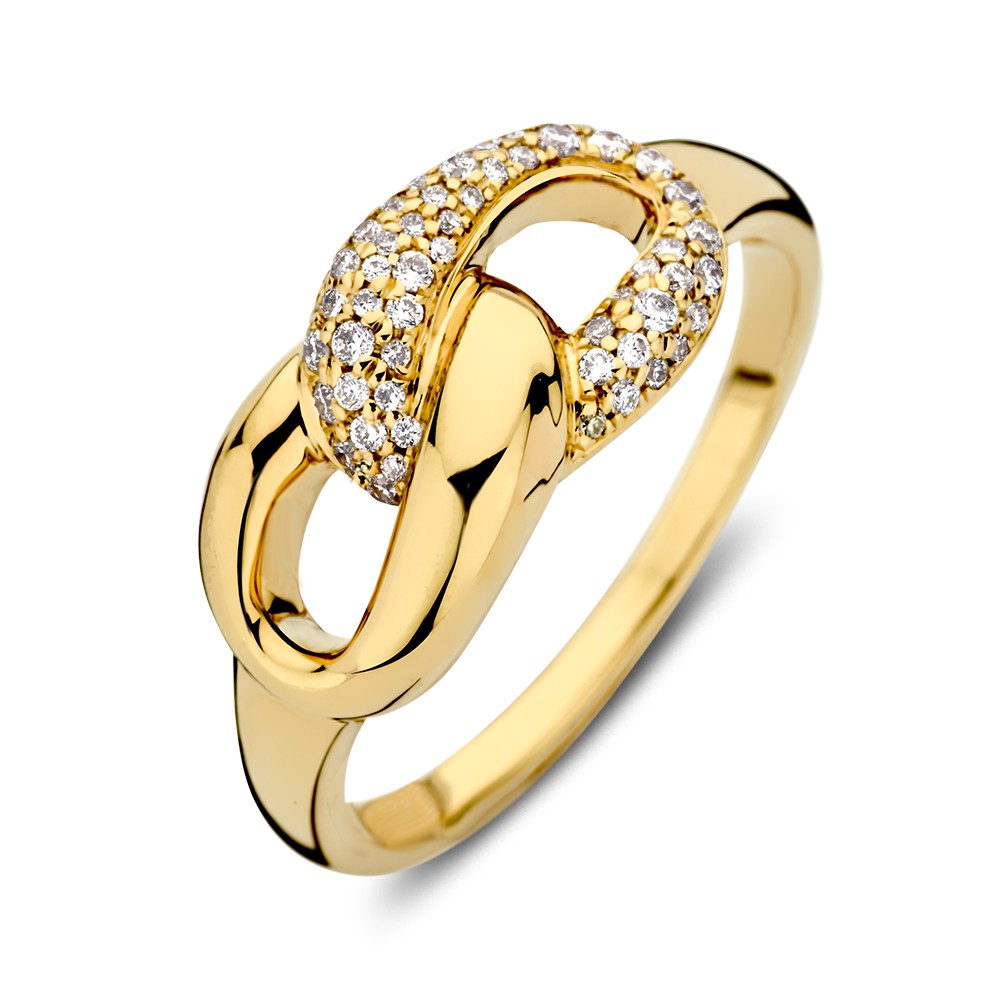 Excellent Geelgouden ring 0.23 H-SI diamant maat 56
