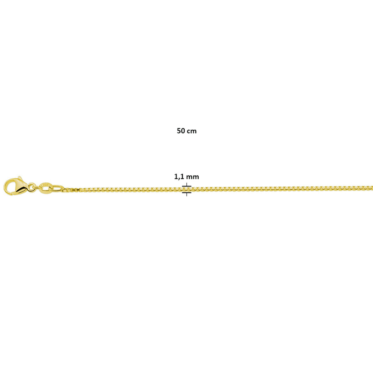 Collier zilver verguld venetiaans 50cm - Afbeelding 2