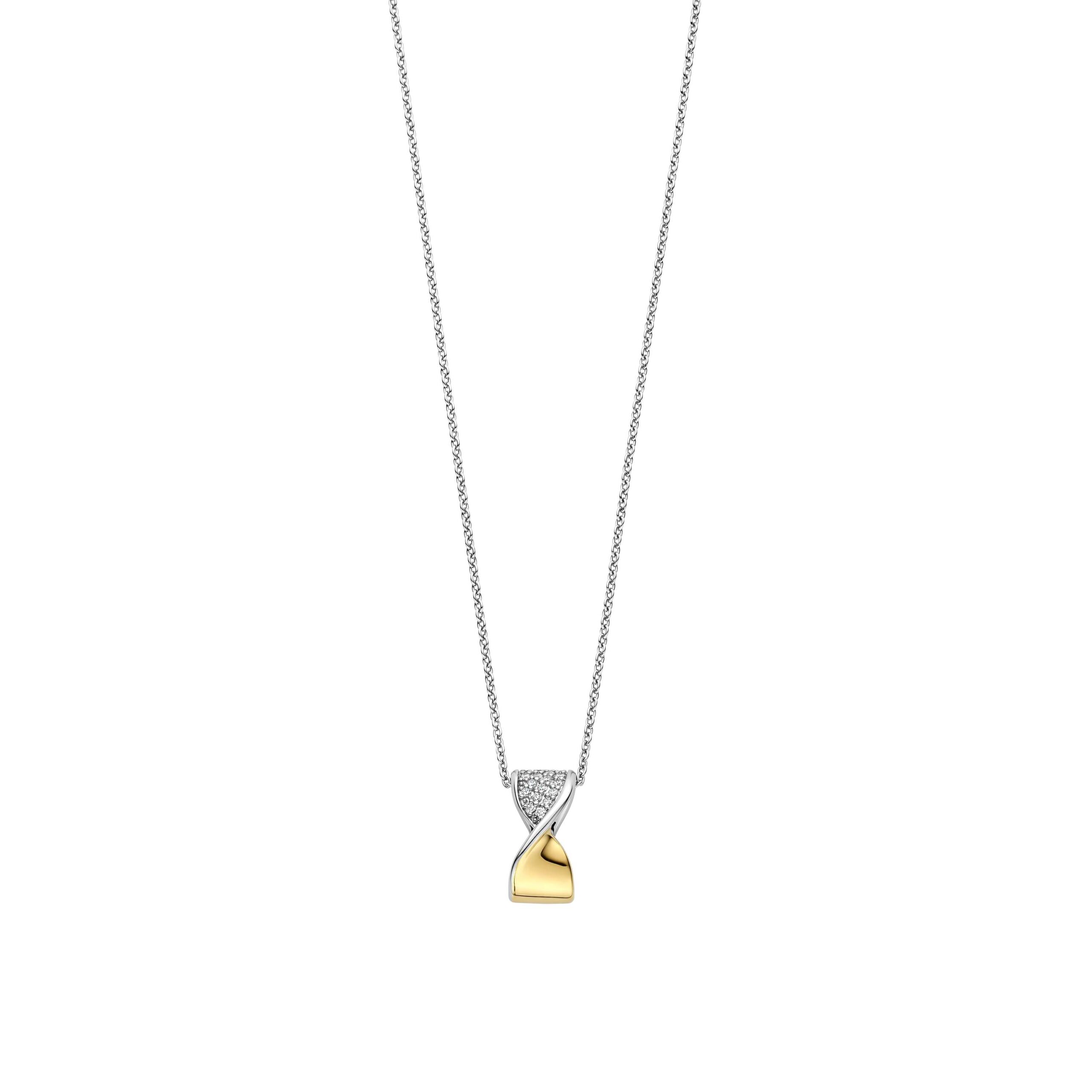 Tisento collier incl. hanger goud op zilver zirkonia 42cm