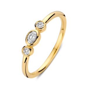 Excellent Geelgouden ring 0.21 H-SI diamant maat 54