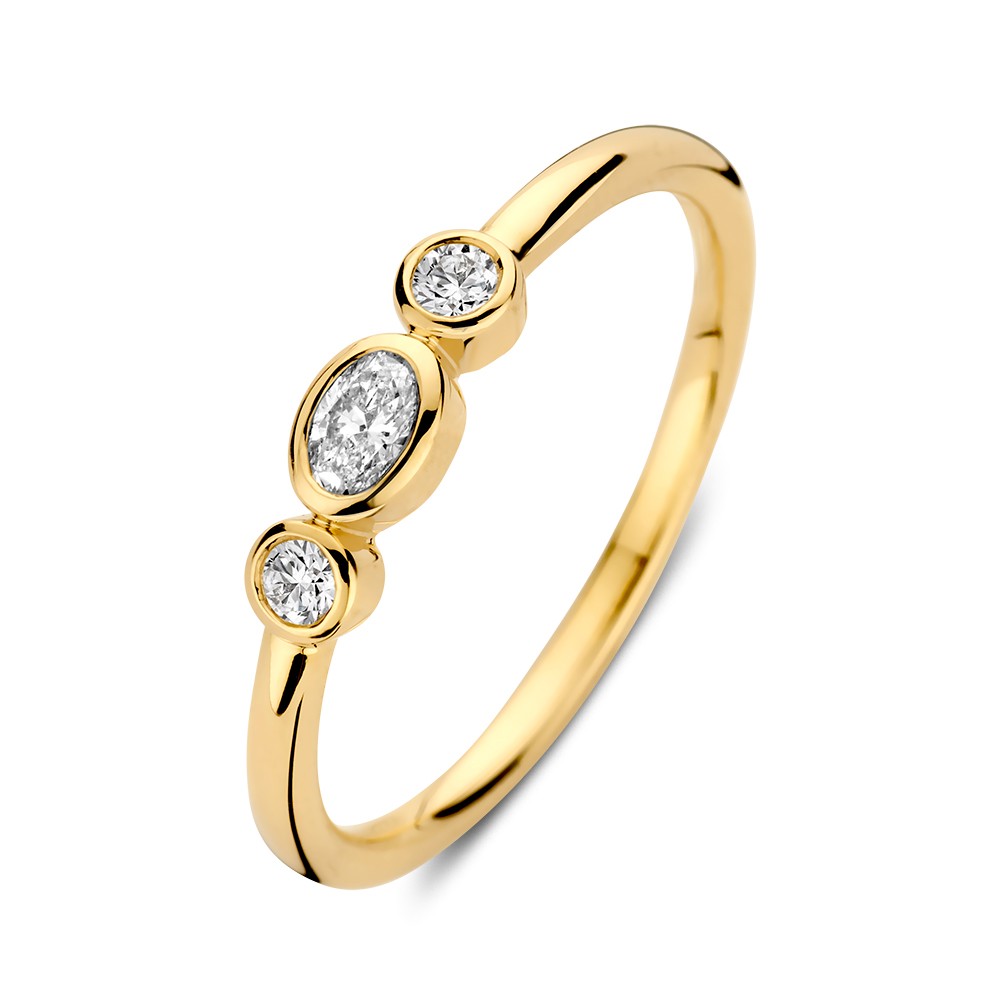 Excellent Geelgouden ring 0.21 H-SI diamant maat 54