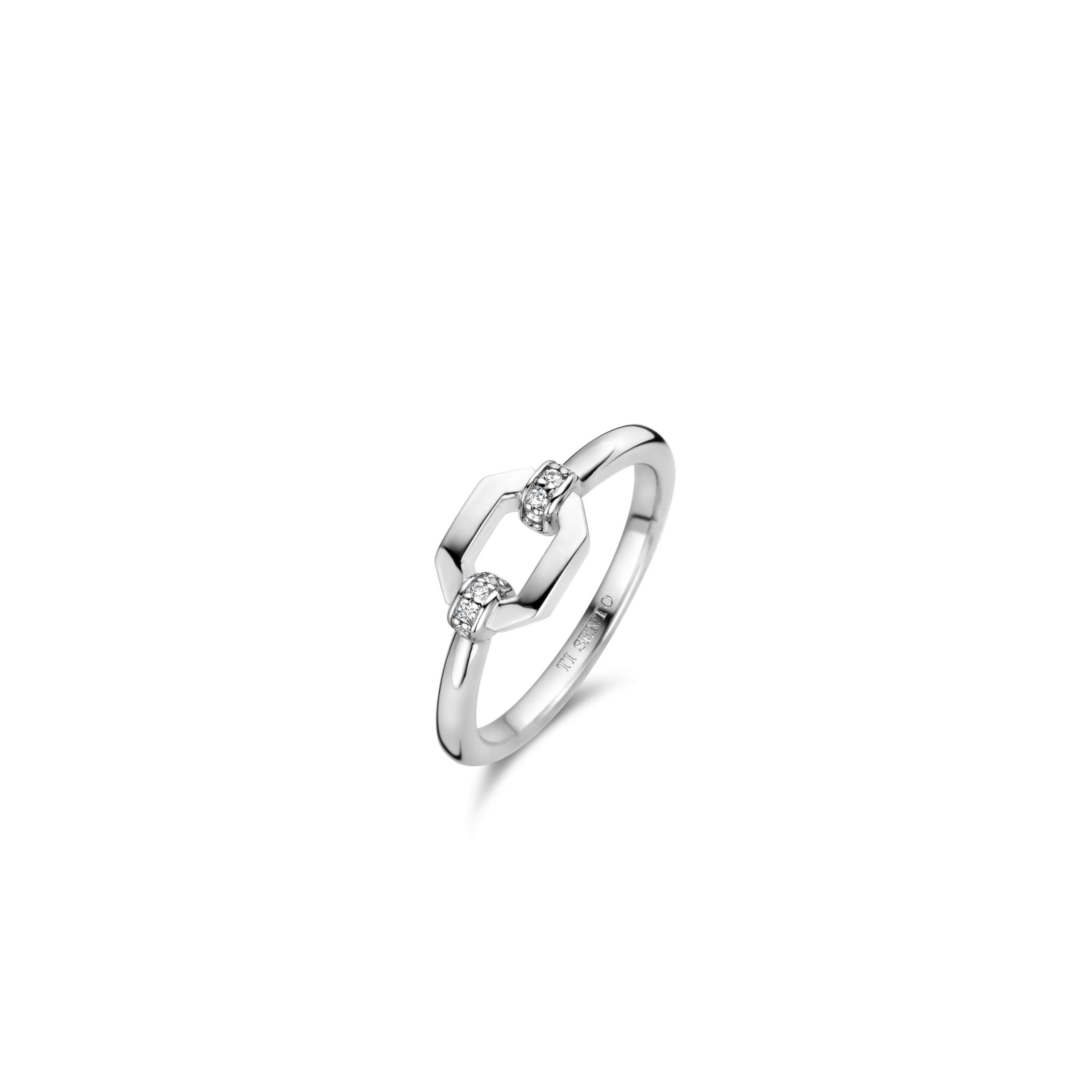 Tisento zilveren ring zirkonia maat 54