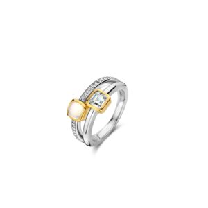 Tisento goud op zilveren ring zirkonia maat 56
