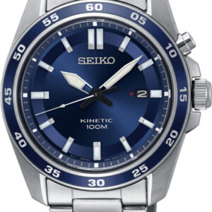 Seiko kinetic herenhorloge staal blauw