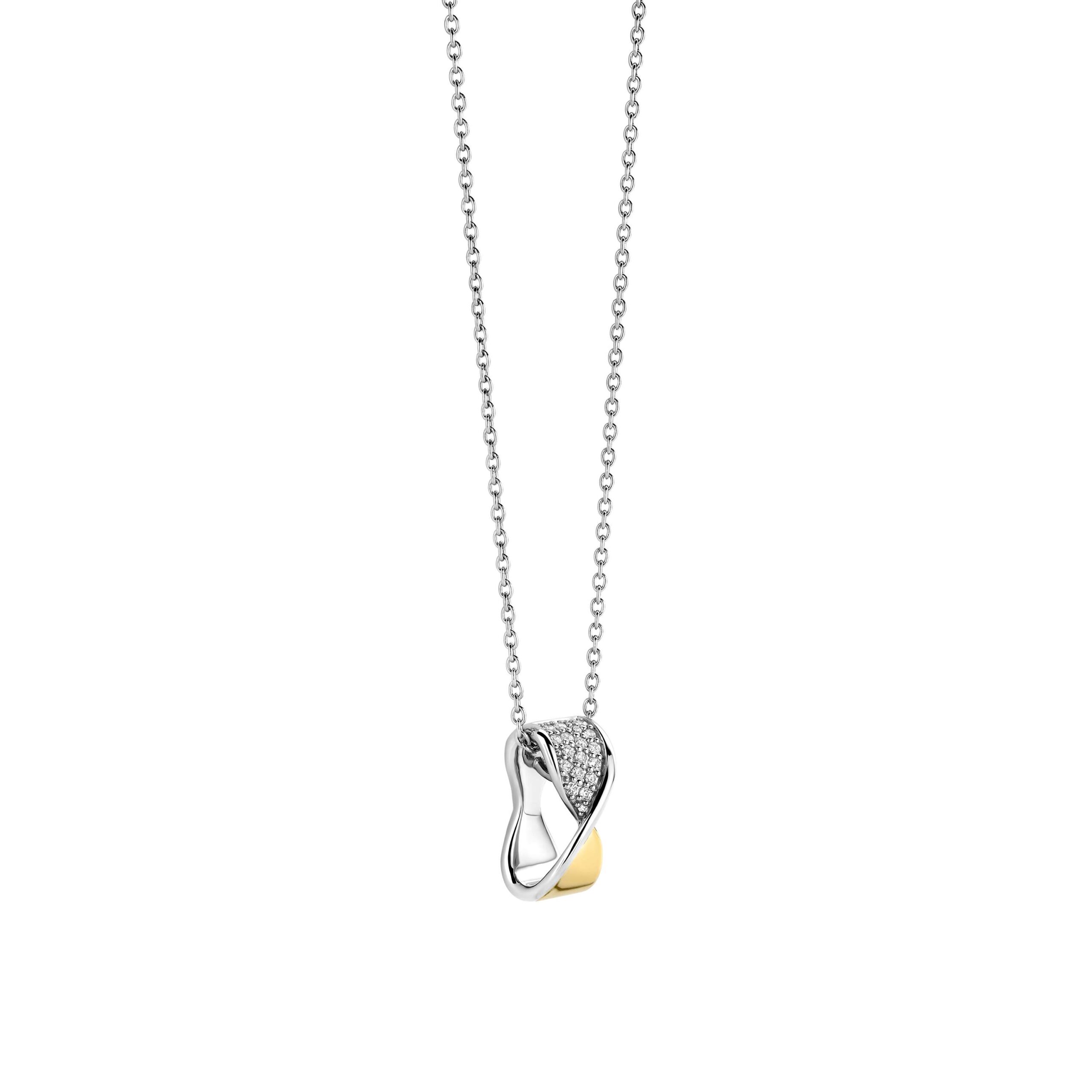 Tisento collier incl. hanger goud op zilver zirkonia 42cm - Afbeelding 2